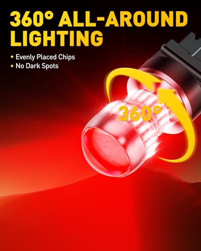 AUXITO LED Brake Tail Light Bulbs 3156 3157 LED Bulb Red Super Bright 3056 3057 3047 4057 Led Bulbs for Tail Stop Brake Signal Parking Lights, Brilliant Red