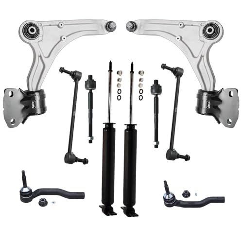 Detroit Axle - FWD Front End Suspension Kit for 2013-2020 Ford Fusion, Lower Control Arms w/Ball Joint Tie Rods Sway Bars Struts & Coil Spring Rear Shock Absorbers Replacement