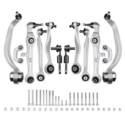 ALADICHE 12pcs Front Upper Lower Control Arm Outer Tie Rod End Sway Bar Link Suspension Kit Compatible with Audi B6 B7, A4 2000-2008, A4 Quattro 2000-2008