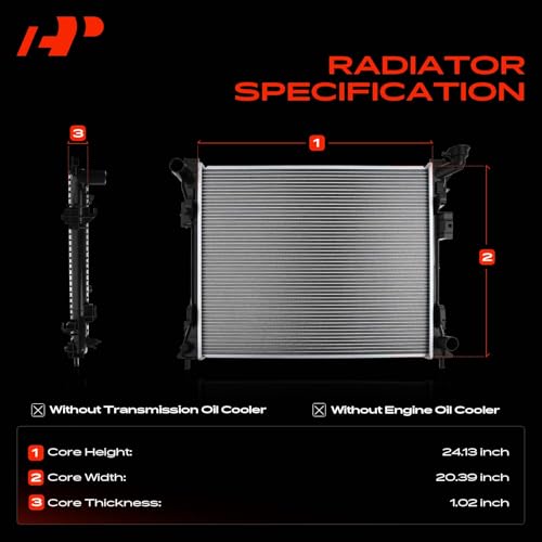 A-Premium Engine Coolant Radiator Assembly Compatible with Dodge Grand Caravan 2008-2020 & Chrysler Town & Country 2008-2016 & Ram C/V 2012-2015 & VW Routan 2009-2014