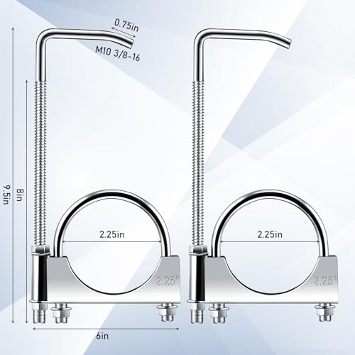 Datanly 2 Pcs 2.25 Inch Universal Exhaust Clamp with Hanger, Made of Heavy-Duty Clamp with Rear Muffler Hanger Exhaust Pipe for Cars, Trucks Pipes