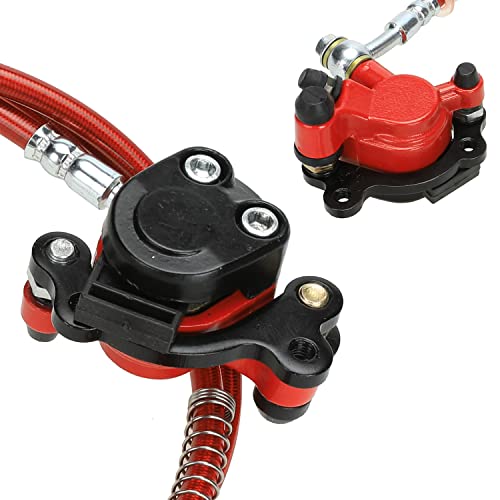 YOXUFA Mini Bike Hydraulic Disc Brake Caliper Kit Replacement for Baja Doodle Bug DB30 Blitz Dirt Bug Predator 79cc 97cc 2.8hp Mini Bike Parts with 50 inch Hose Tube Master Cylinder