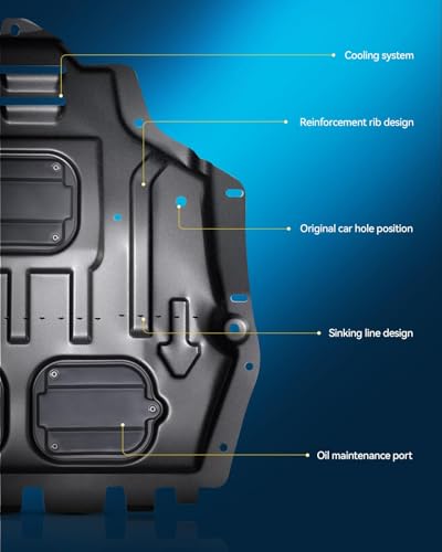 PHILTOP Front Lower Engine Splash Shield Under Car Shield Cover Compatible with 2012-2018 Ford Focus 2.0L, 2013-2018 Focus 2.0T, Engine Case Guards Replace# FO1228121 AV6Z6P013A