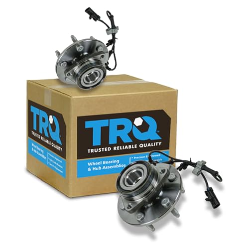 TRQ Front Left and Right Wheel Bearing and Hub Assembly 2 Piece Set 4WD Compatible with 99-06 Silverado/Sierra 1500 4X4 01-06 Tahoe/Yukon/Suburban 4WD 02-06 Escalade AWD