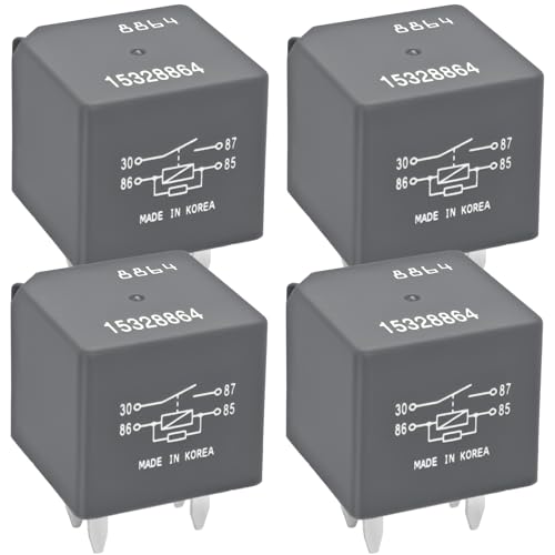 Automotive Relay 15328864 D1741C (Pack of 4) – 12V 40A 4-Pin SPDT Automotive Relay 12193604 13503102 Replacement – A/C Compressor, Starter & Fan Control for Chevy Silverado, GMC, Buick