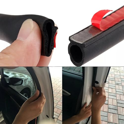 GoldWheel 3/4"×3/4" D-Shape Weather Stripping 8FT Heavy Duty Bulb Seal Car Door Window Rubber Seal Strip Hollow Gasket Weatherstrip(Self-Adhesive) for Automotive Truck RV Door Window Soundproof