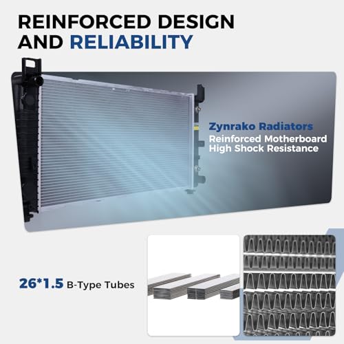 Zynrako CU2423 34'' Engine Coolant Radiator Compatible with Chevy Silverado Suburban Tahoe, GMC Sierra Yukon, Cadillac Escalade, Hummer H2 1999-2014 4.3L 4.8L 5.3L 6.0L 6.2L without EOC