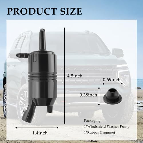 Windshield Washer Pump Replacement OEM#22127652,22127653 with Grommet,Windshield Wiper Pump Compatible with Chevrolet Isuzu GMC Buick,Standard Windshield Washer Fluid Pump (for Buick)…