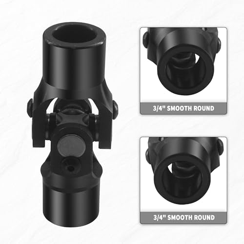GLOCRORET 3/4" Round x 3/4" Smooth Round Steering Universal Joint Black 96mm Single U-Joint Shaft