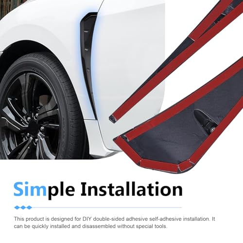 YAWUROU 2 PCS Car Side Fender Vent Trim, Spoiler Body Fender Decorative Stickers, Self-Adhesive Sport Style Air Intake Grille Decorative Sticker, Universal for Most Cars (Black)