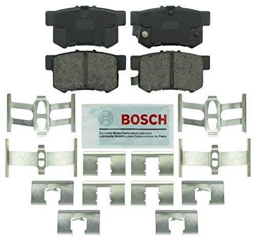 BOSCH BE537H Blue Ceramic Disc Brake Pad Set With Hardware - Compatible With Select Acura CL, CSX, ILX, RSX, TL, TSX, Vigor; Honda Accord, Civic, CR-Z, Prelude, S2000; Suzuki Kizashi, SX4; REAR