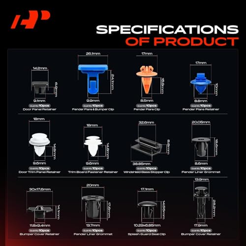 A-Premium 290PCS Retainer Clip Kit Compatible with 2005-2015 Toyota Tacoma