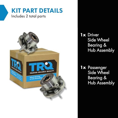 TRQ Left and Right Wheel Bearing and Hub Assembly Set 2 Piece Compatible with 2011-2012 Ford Explorer 2013-2019 Explorer Police Package Steel Wheels 2013-2019 Police Interceptor Utility
