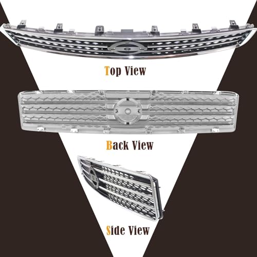 CarPartsDepot Grille Comaptible With Nissan Maxima 2009-2014 Chrome Shell Black Insert Mesh Upper Grill NI1200231 620709N00A