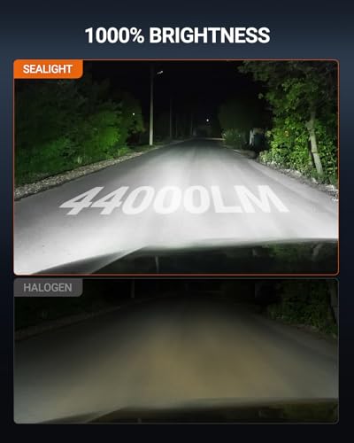 SEALIGHT 5202 LED Fog Light Bulbs, 44000LM Super Bright 5202 5201 PS19W PS24W Fog Light LED Bulbs, 6500K Cool White Plug & Play, 984FT Penetration, 70,000H Lifespan, Pack of 2