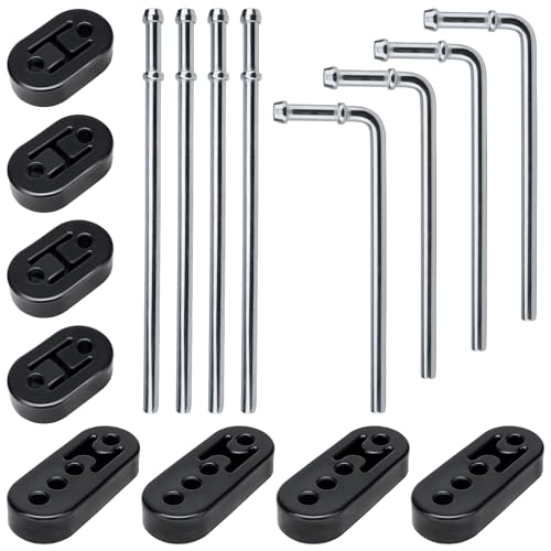 Lonsda 16PCS Universal Exhaust Rubber Hanger Heavy Duty Exhaust Hanger Rod Exhaust Pipe Hanger Weld On - 3/8" Rod 7.6" Long + Straight 10" Long