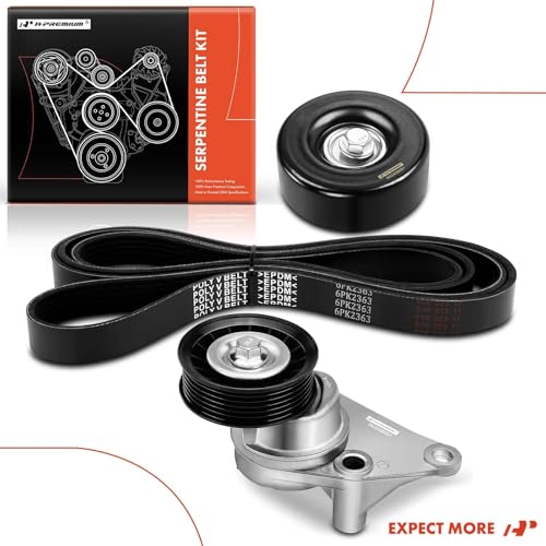 A-Premium Engine Serpentine Belt Drive Kit Compatible with Chevy, GMC, Cadillac & Hummer Vehicles - 2002-2008 - Silverado Express 1500 2500 3500, Suburban, Tahoe, Savana, Yukon, H2, Escalade & More