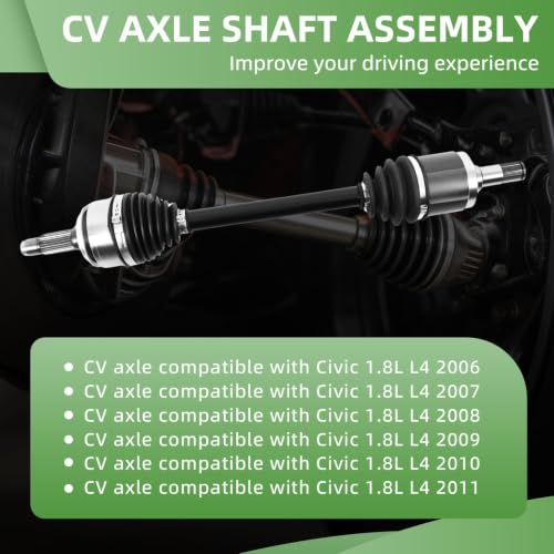 Yunnergo Front Driver CV Axle Compatible with Civic 2006-2011 66-4232