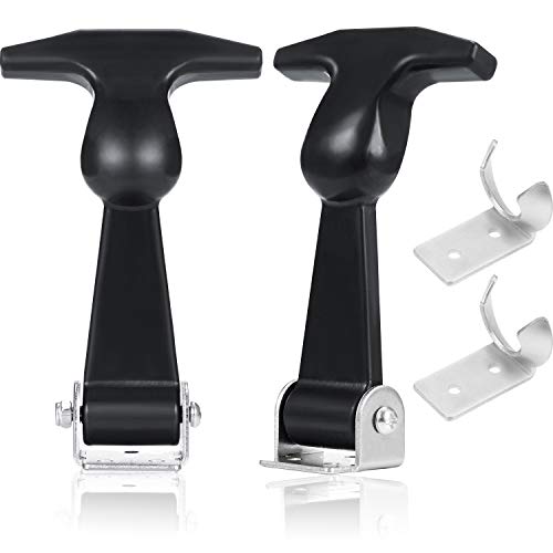 Mudder 2 Pcs Elastic Stainless Steel Rubber Hood Catch Flexible T-Handle Hasp Rubber Flexible Draw Latches with Brackets for Tool Cabinet, Vehicle Engine, Hood