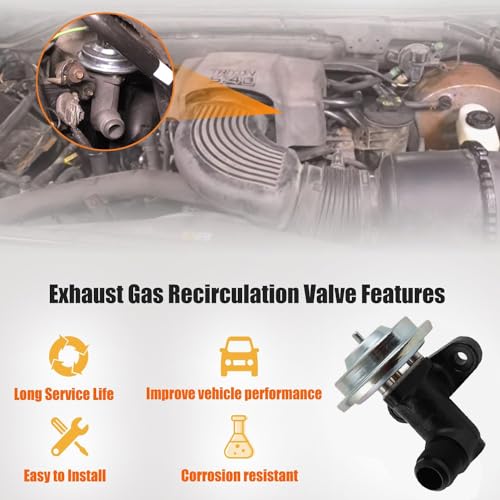 EGR Valve Exhaust Gas Recirculation Valves Fits for 1997-2009 F-ord E150 E250 E350, for 2000-2005 F-ord Excursion, for 1997-2003 F-ord F150 F250, 2004 F-ord F350 EGR Emissions Valve Replace# EGV537T