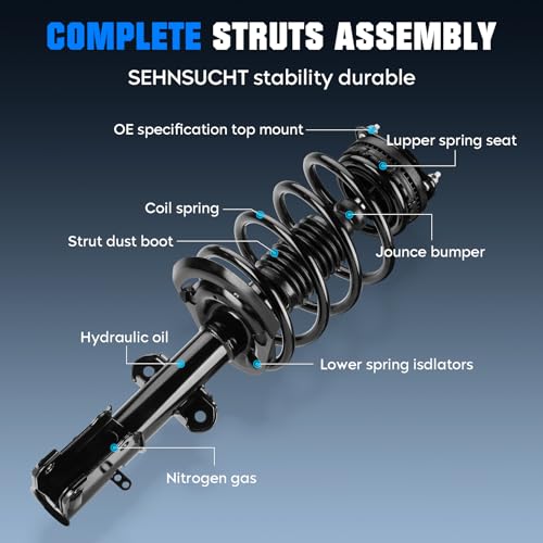 Front Coil Spring Strut & Stabilizer Sway Bar Links Fit for CHRYSLER TOWN & COUNTRY 08-16, for DODGE for GRAND CARAVAN 08-19, Shock Absorber and Sway Bar Link Replace for 171128L, 171128R, K7258