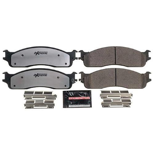 PowerStop Front Brake Pads for Dodge Ram 1500 2006-08 |Ram 2500 2003-08 |Ram 3500 2003-08 - Z36 Truck & Tow Carbon-Fiber Ceramic Brake Pads with Installation Hardware, Z36-965
