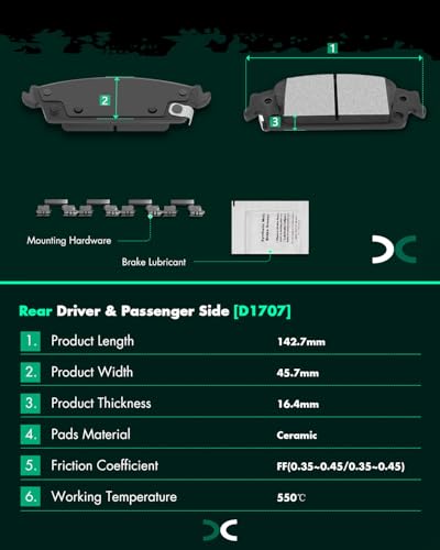 SCITOO Brake Pads Kits Front Semi-Metal Rear Ceramic 8pcs Fit for Cadillac Escalade,Escalade ESV,for Chevy Silverado 1500,Suburban,Tahoe,for GMC Sierra 1500,Sierra 1500 Limited,Yukon,Yukon XL