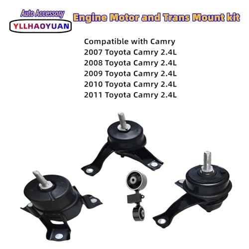 Yllhaoyuan Engine Mount Set of 4 Compatible with 2007-2011 Camry 2.4L - Replaces A4211 A4207 A4274 A62009