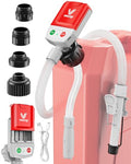 Automatic Electric Fuel Transfer Pump with Auto-Stop, 3.8GPM & 51" Hose & 4 Size Adapters Gas Can Pump with Leak Protection for Gasoline, Diesel, Kerosene, Gifts for Men Dad Him - 2nd Gen Red Gray