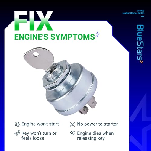 BlueStars 045898 Ignition Starter Switch 2 Keys - Compatible with Hustler Exmark Lazer Z Super Z Mini Z Hydro Walk Behind Mini - Replaces Husqvarna 532158913 Toro 1-543070 Bobcat 128010 AYP 158913