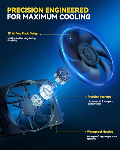 PHILTOP 620658 Radiator Cooling Fan Assembly, Compatible with 2011-2015 Cruze 1.4/1.8L, 2012-2017 Verano 2.4L, 2016 Cruze Limited, Replace # 13368577, 13360891, 13267634, 13335183, 620658, 13360890