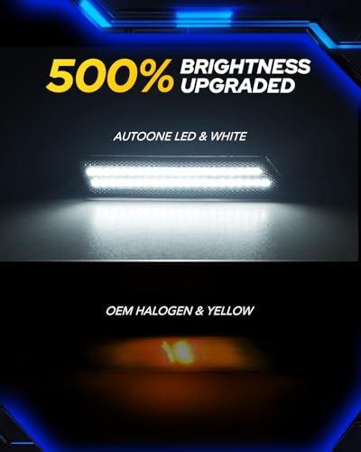 AUTOONE LED Side Marker Lights White Compatible With 5th Gen Chevrolet Camaro 2010-2015, Front & Rear Fender Side Markers, Smoked Lens Driver & Passenger Side Bumper Lights, Pack of 4