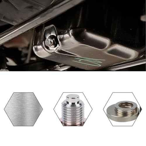 HHZL M14 x 1.5 Magnetic Oil Drain Pan Plug, Oil Pan Drain Plug Nut Bolt with 5 PCS Copper Crush Washer Gasket, Universal Engine Stainless Steel Oils Change Kit Leak-Proof Replacement for Most Vehicle
