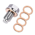 M12 x 1.75 Magnetic Oil Drain Plug, Magnetic Stainless Steel Oil Pan Drain Nut Bolt with 5 PCS Copper Crush Washer Anti Leakage, Universal Leak-proof Replacement,Fits Most Cars, Motorcycles, Boats