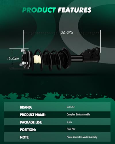 SCITOO Shock Struts Replacement Complete Assembly Front Pair Fit for 2006-2011 for Honda Civic Quick-Strut Complete Strut Assembly
