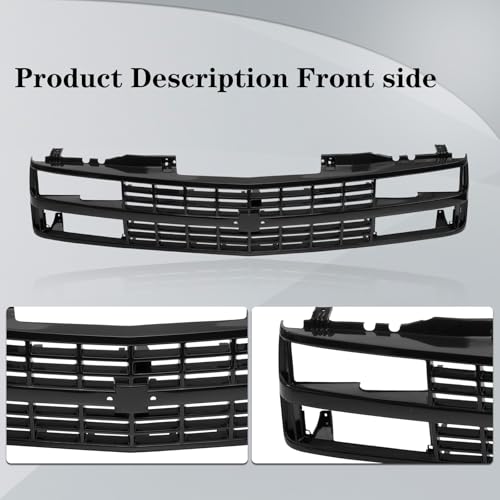 CarPartsDepot Front Grille Grille Black Shell With Black Insert Compatible With CHEVROLET 1988-1993 C/K 1500 2500 3500 & 1992-1993 Blazer GM1200228