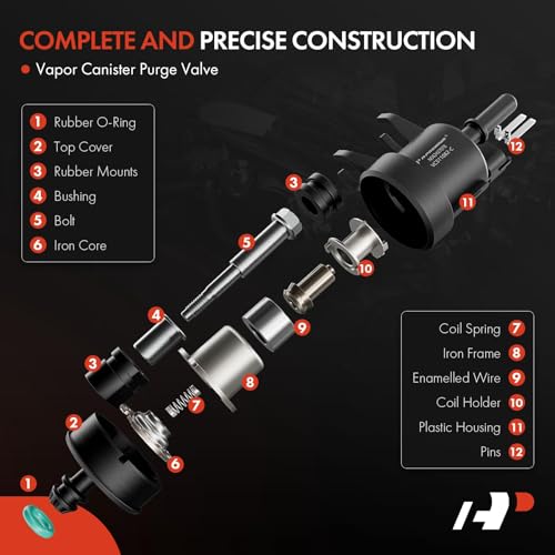 A-Premium Vapor Canister Purge Solenoid Valve Compatible with Chevrolet Equinox, Traverse, Impala, Camaro, Colorado, Volt & GMC Terrain, Acadia, Canyon & Buick Enclave, LaCrosse & Cadillac SRX, CTS