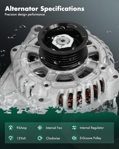 SCITOO Alternator Fit for Chevrolet for Aveo 1.6L 2009-2011,for Chevrolet for Aveo5 1.6L 2009-2011,for Pontiac for G3 1.6L 2009-2010,for Pontiac for G3 Wave 1.6L 09 12V 95Amp CW 5-Groove 8486