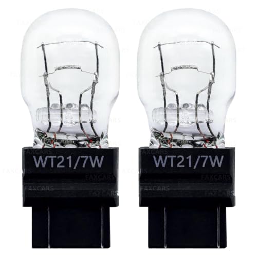 FAXCARS WT21/7W Halogen Bulbs 12V OEM Standard Replacement WT21W/7W Rear Brake Tail Turn Signal Lights Long Life, Pack of 2