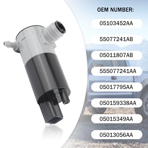 Windshield Washer Pump Replacement OEM#05103452AA,55077241AB with Grommet,Windshield Wiper Pump Compatible with Chrysler Dodge Ford Jeep Mercury,Standard Windshield Washer Fluid Pump(for Ford)