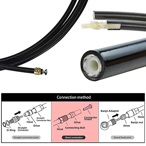 CYSKY Bike Hydraulic Brake Hose Kit 2500mm for Shimano BH59 BH90 Sram Avid System, Included 8 Bike Brake Olive and 8 Brass Connecting Insert (Black)