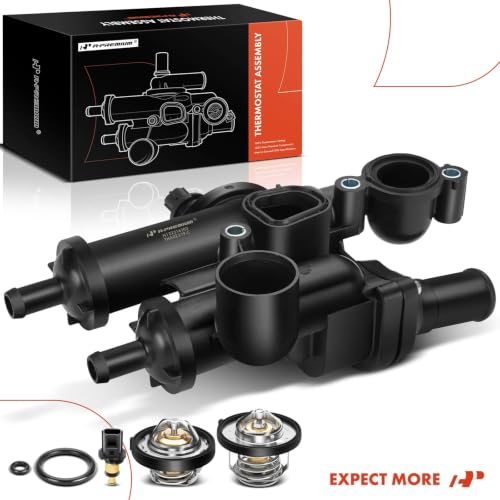 A-Premium - Thermostat Housing Assembly W/Sensor 68003582AB - Compatible with Dodge, Chrysler & Jeep - Journey 09-20, Avenger 09-14, Compass Patriot 07-17, Caliber, Sebring, 200 - DOHC 4Cyl 2.4L 2.0L