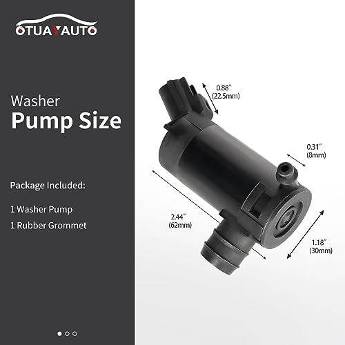 Windshield Washer Pump Replacement for Ford F150/250/350 Super Duty, E150 series, Escape, Focus, Mazda - OTUAYAUTO Factory OE Style with Grommet Replaces OEM F6SU17664DA, 7L8Z-17664-A, WG-318