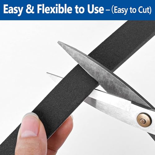 Kikerike Self Adhesive Foam Tape Weatherstrip 1/2In x 1/4In x 16.5Ft High Density Foam Insulation Strips Seal Weather Stripping with Strong Adhesive for Door and Window Sound Isolation Soundproofing