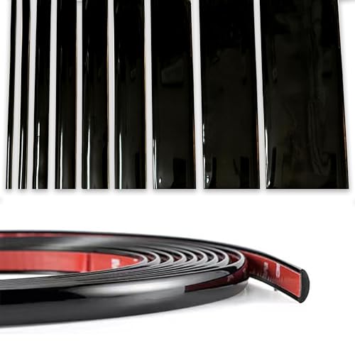 NANSH 16Ft Glossy Black Extra Thick Auto Molding Trim Universal Bumper Window Door Body Side Decorative Strip Scratch-Proof (Width: 1/4inch [6mm])