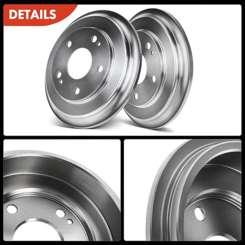 A-Premium Rear Brake Drums and Shoes Set Compatible with Honda Civic 2006-2015 L4 1.8L 6-PC Set