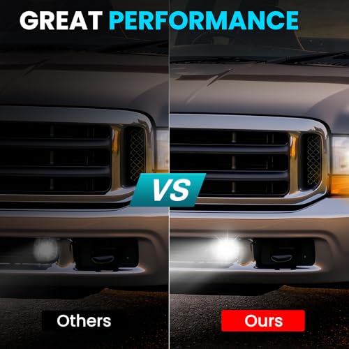 Shocklight LED Fog Lights Compatible with 1999-2004 Ford F250 F350 F450 F550 Super Duty, 2001 2002 2003 2004 Excursion, A Pair Front Bumper Driving Fog Lamps with Clear Lens