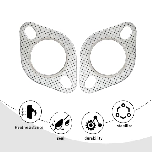 2PCS Car Exhaust Gasket,2.25" 2-Bolt Exhaust Flange Gasket Car Accessories,Professional Exhaust Manifold Gasket Made of High Temp Gasket Material (2.25 inch)