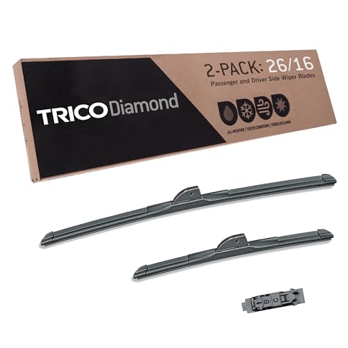 TRICO Diamond 26" + 16" Super Premium Automotive Replacement Windshield Wiper Blades (Set of 2), Passenger and Driver Side All-Weather Beam Wiper Blades for Select Vehicle Models (Item #25-2616)