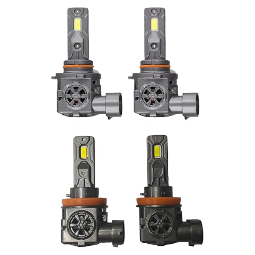 Termitor Upgraded H11 9005 Light Bulbs Combo, 100,000LM Super Bright H9 H8 Bulbs, 85000+Hrs Long Life, 1:1 Halogen Fit Plug-N-Play H9 H8 HB3 Off Road Lights, 6500K White, Pack of 4